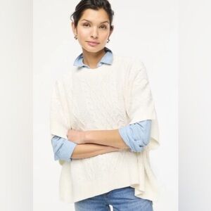 J CREW Fisherman Cableknit Poncho Sweater